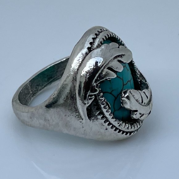 Ring Silver Tone Fashion Turquoise Fashion Stone - Picture 4 of 9